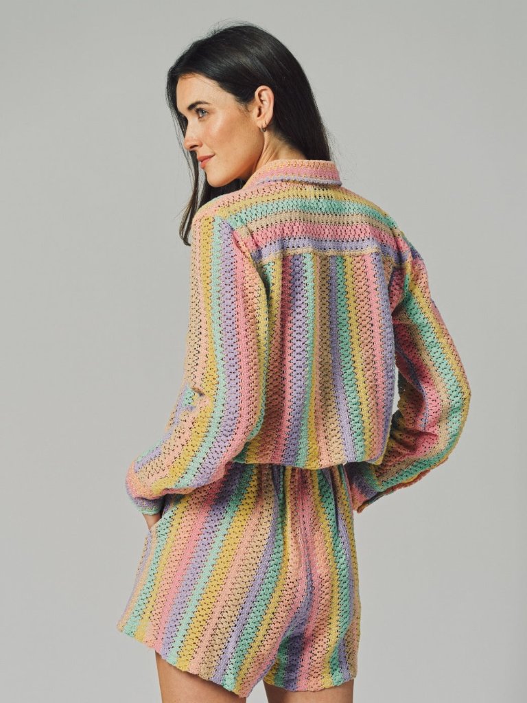 The Cropped Boyfriend Shirt Rainbow Crochet Women's Size S Nwt — image 4 of 4